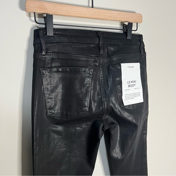 NWT FRAME Le Mini Boot Black Coated Trousers Pants Size 26 - Picture 7 of 10